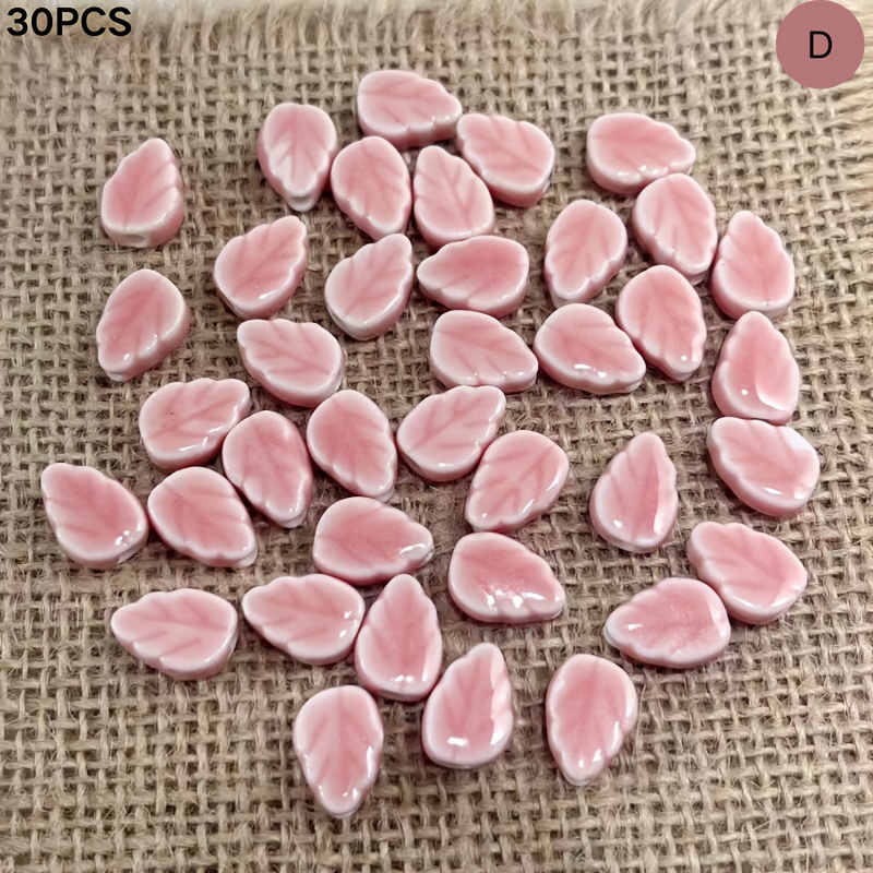 30pcs Leaf-Shaped Ceramic Beads for Handmade Jewelry